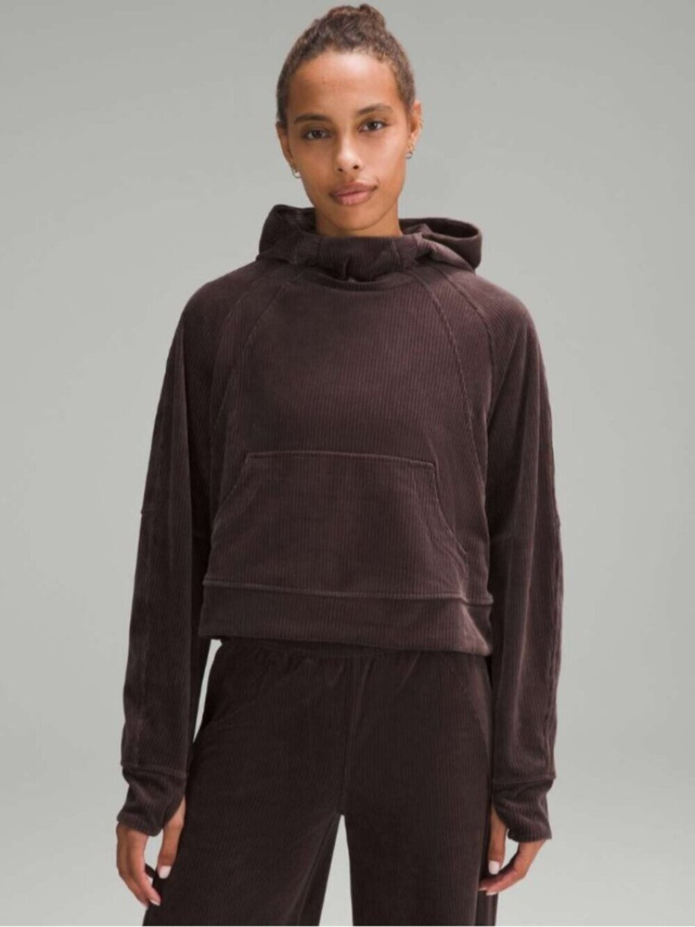 Lululemon Scuba Oversized Hoodie Velvet Cord in Espresso Brown XS/S